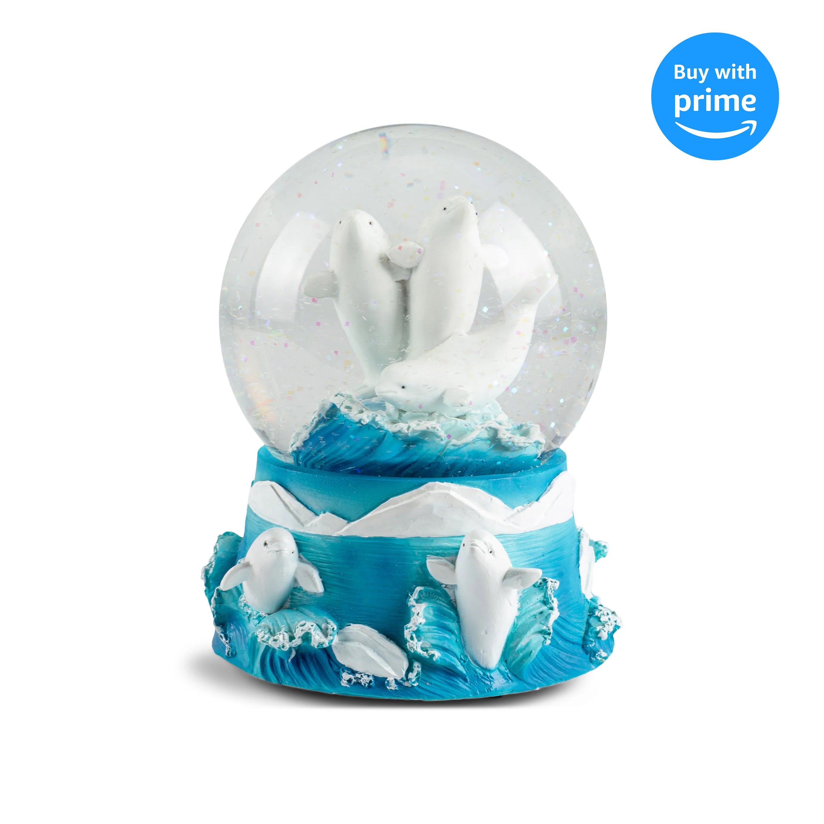 Beluga Whales Figurine 100mm Water Globe Plays Tune Let Me Call You Sweetheart