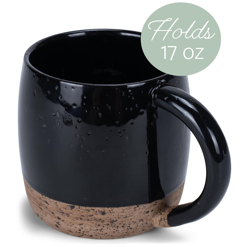 Elanze Designs Speckled Raw Bottom 17 ounce Ceramic Mug, Black