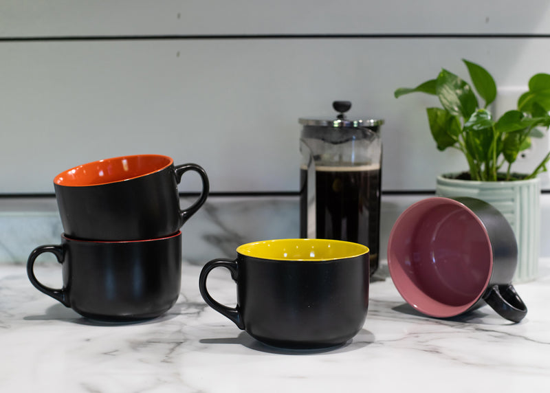Elanze Designs Large Color Pop 24 ounce Ceramic Jumbo Soup Mugs Set of