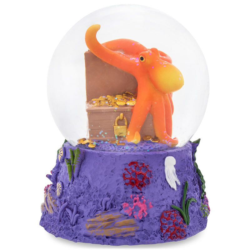 Octopus Treasure Purple 5.7 x 4.3 Resin Glitter Globe Plays By The Beautiful Sea