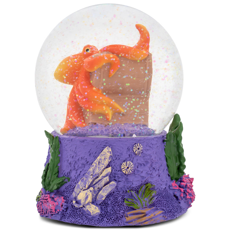 Octopus Treasure Purple 5.7 x 4.3 Resin Glitter Globe Plays By The Beautiful Sea