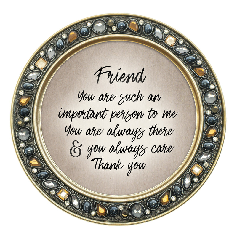 Friend You Are Such an Important Person to Me 4.5 Inch Amber Jeweled Coaster Set of 4