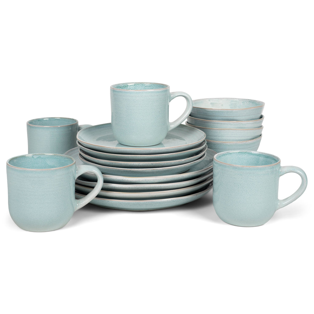 Elanze Designs Reactive Glaze Ceramic Stoneware Dinnerware 16 Piece Se