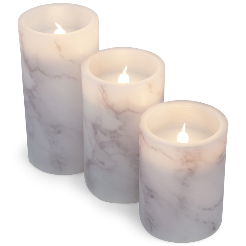 Elanze Designs Floral Pink and Green 6 inch Wax Flameless Candles Set of 3