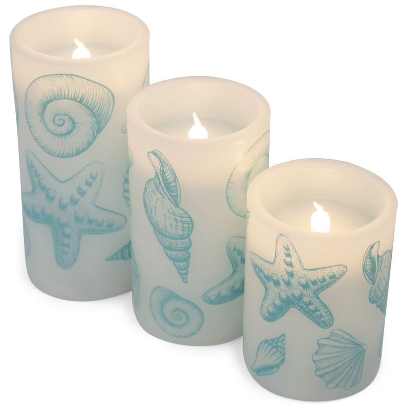 Elanze Designs Floral Pink and Green 6 inch Wax Flameless Candles Set of 3