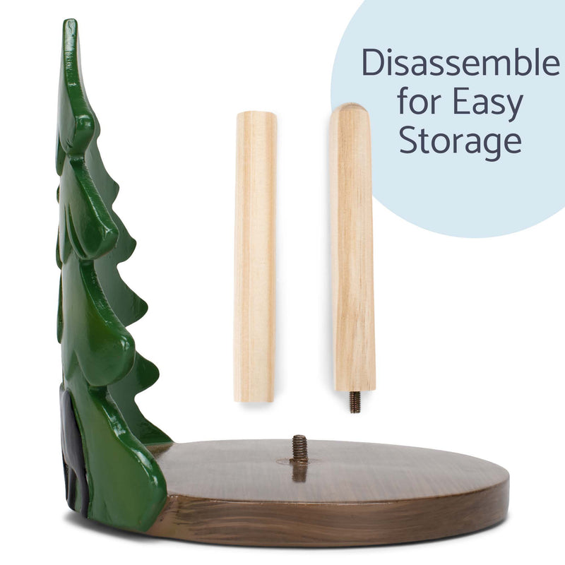 Elanze Designs Forest and Bear 12 inch Resin and Wood Paper Towel Holder