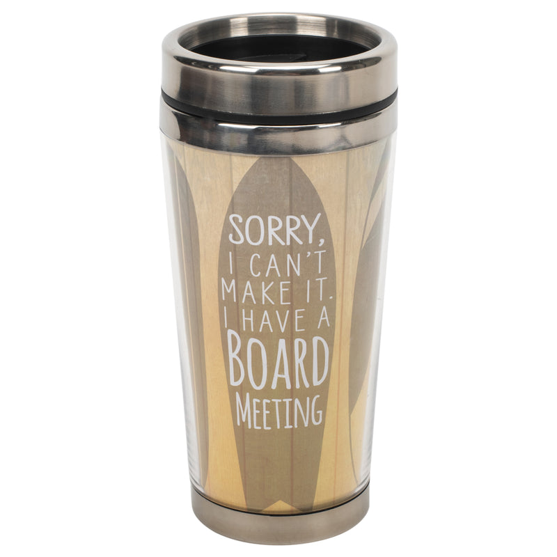 Can't Make It Board Meeting Brown 16 ounce Stainless Steel Travel Tumbler Mug with Lid