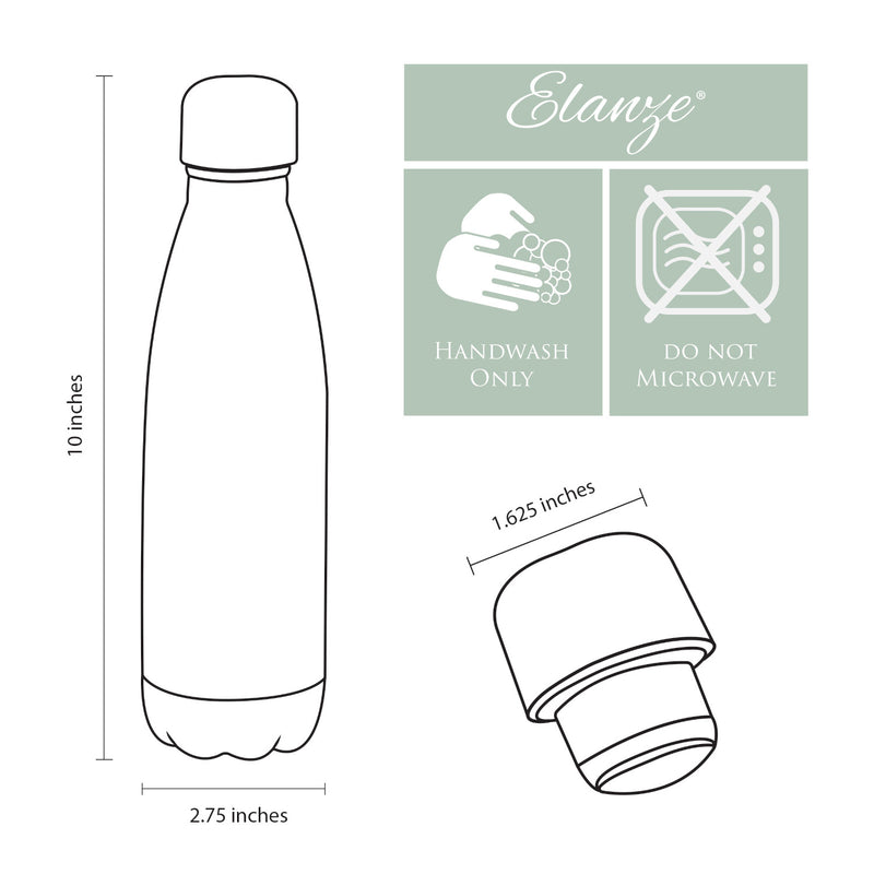 Elanze Designs COACH Soccer ball Black 17 ounce Stainless Steel Sports Water Bottle