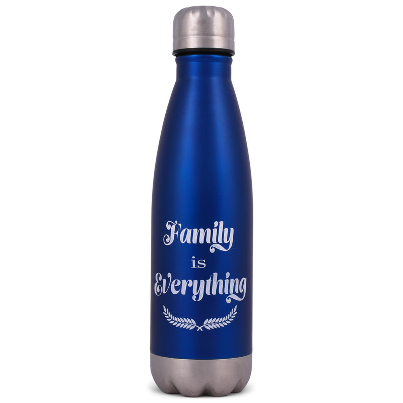 Elanze Designs Family is Everything Blue 17 ounce Stainless Steel Sports Water Bottle