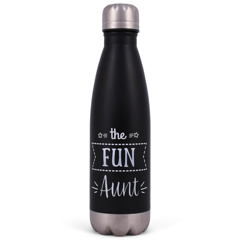 Elanze Designs The Fun Aunt Black 17 ounce Stainless Steel Sports Water Bottle