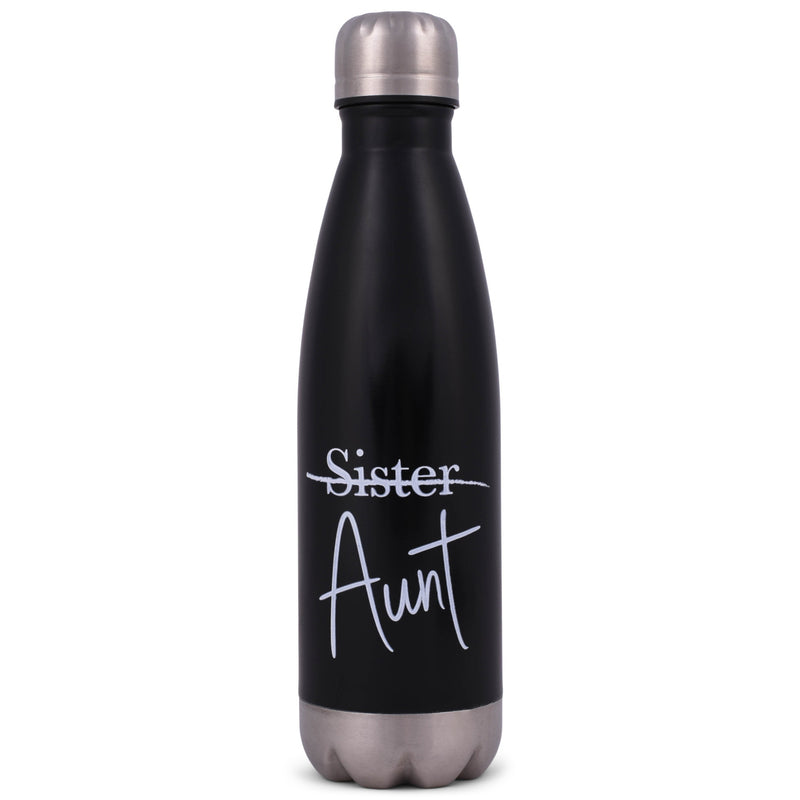 Elanze Designs Sister Aunt Black 17 ounce Stainless Steel Sports Water Bottle